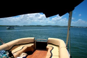 Luxurious seating wraps around the boat
